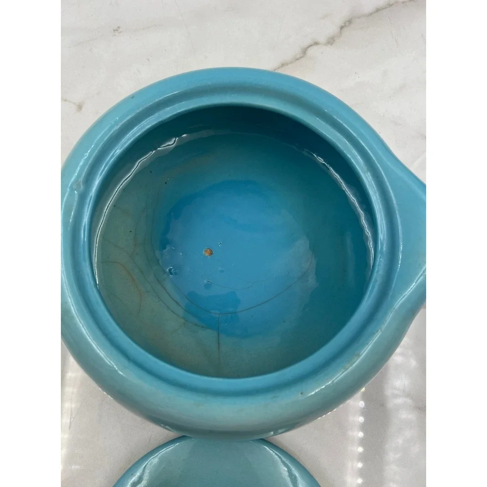 Vintage Hull USA Pottery Blue Ombre Oven Proof Casserole Dish with Lid 28-8